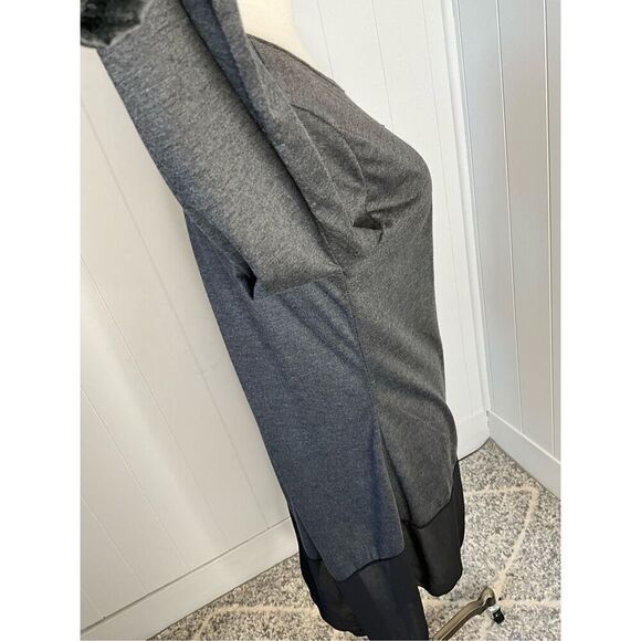 Womens Size Medium Mini Dress Gray Black Hi Low Sheer Bottom Long Sleeve - Picture 5 of 10